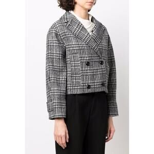 Baum Und Pferdgarten Double-Breasted Black & White Wool Crop Jacket Size 34/US 2